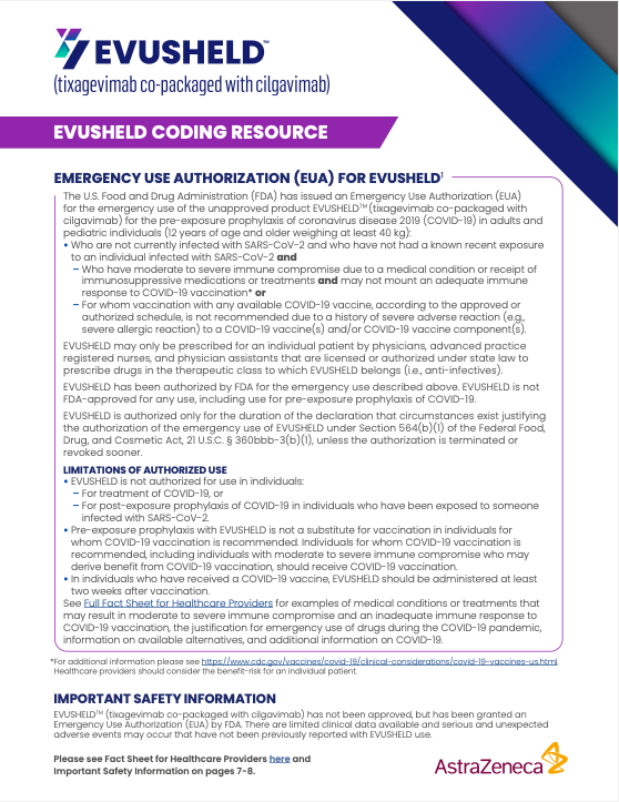 EVUSHELD Coding Resource