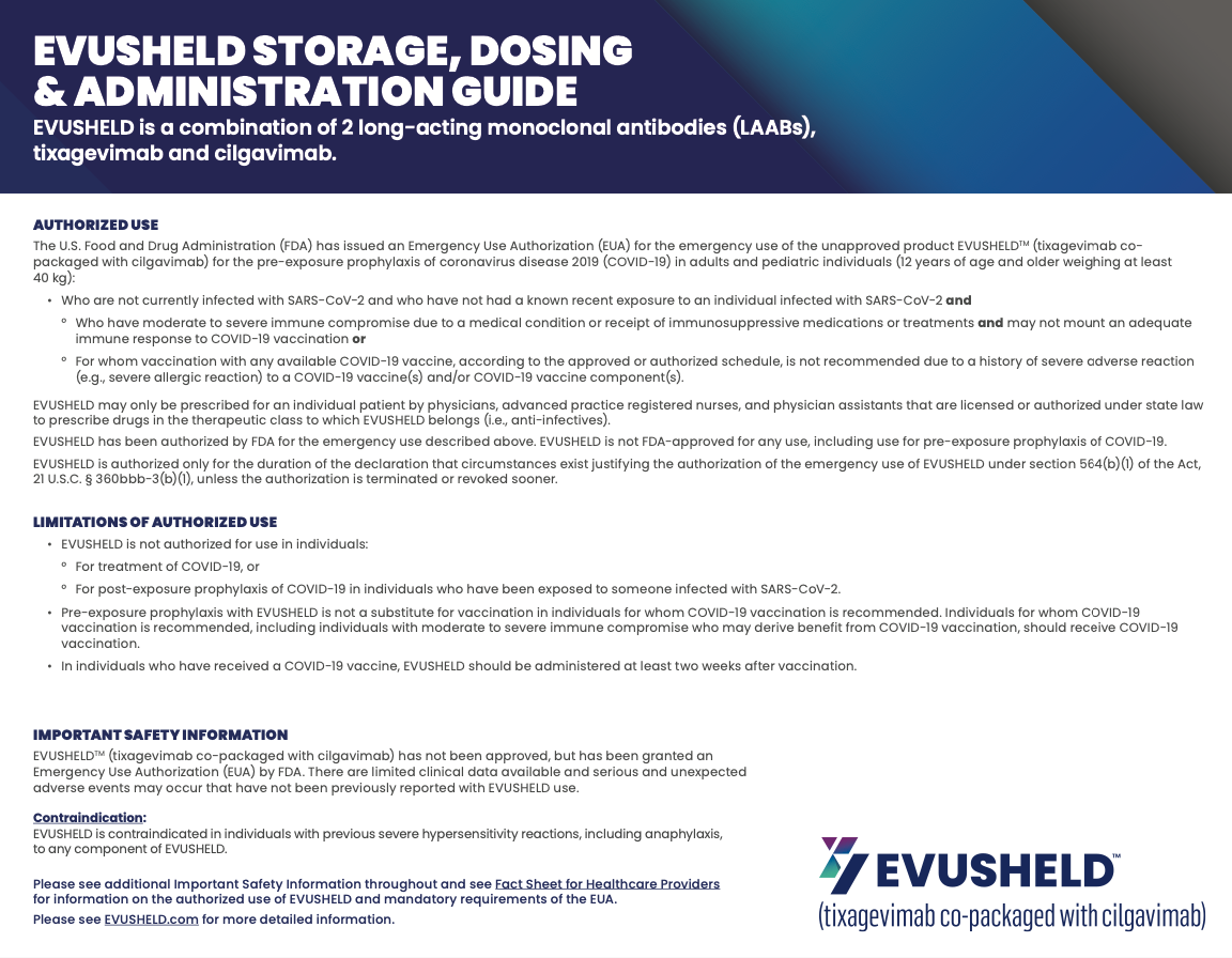 EVUSHELD Storage, Dosing & Administration Guide